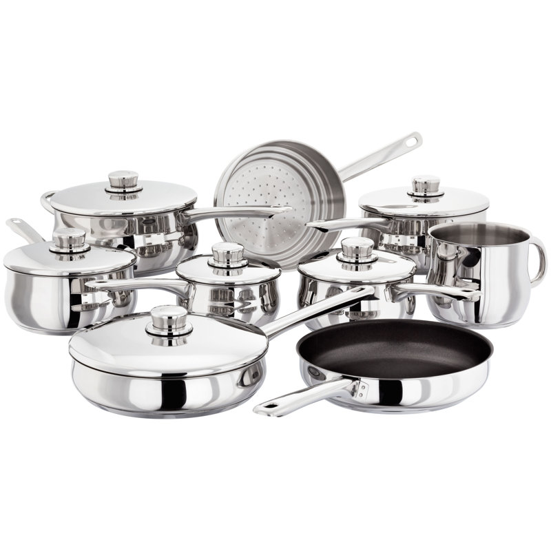 Stellar 1000 Set of 9 Stainless Steel Saucepans with Lids, 14/16/18/20